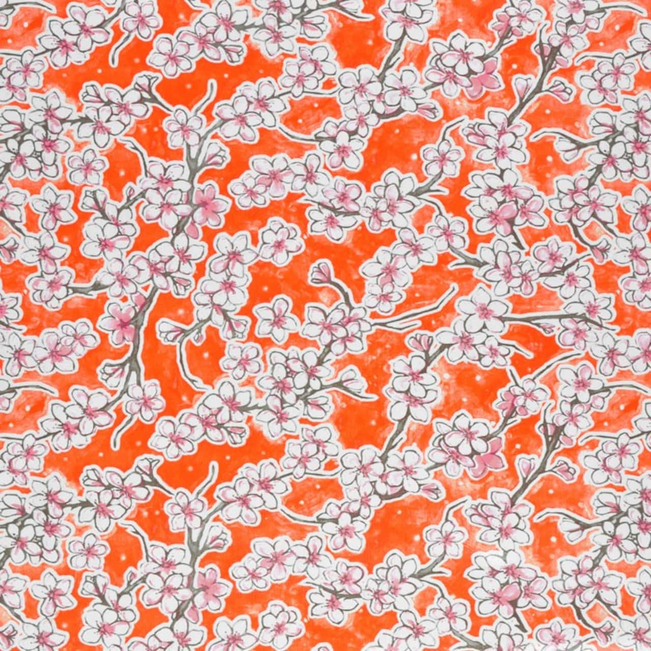 Orange Cherry Blossoms Oilcloth